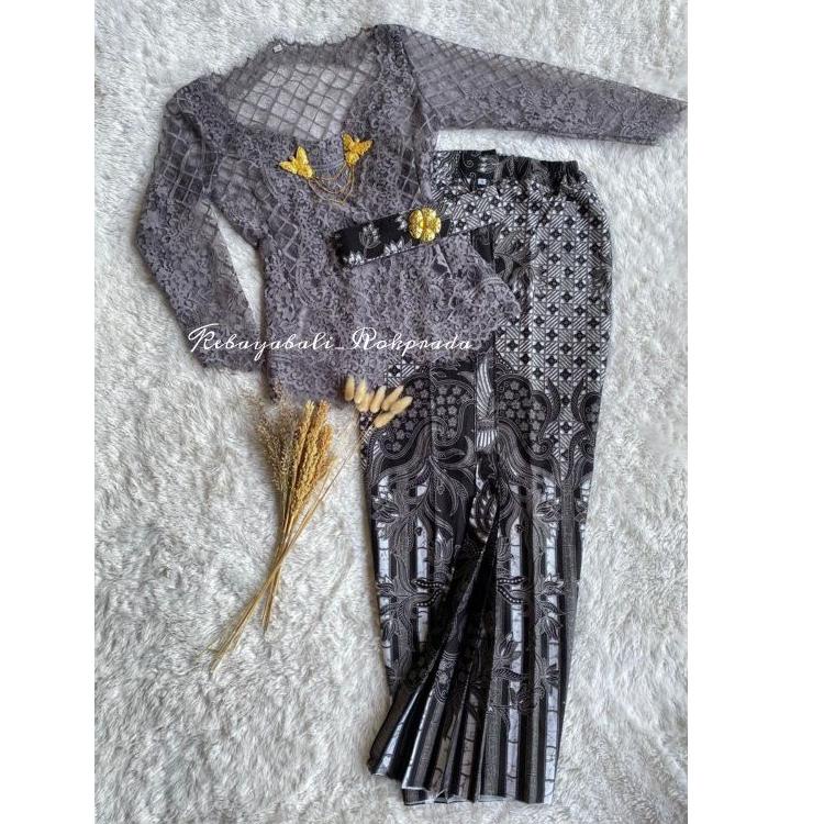 Hot Sale SATU SET KEBAYA BALI KEBAYA JADI KEBAYA KUTIBARU MODERN WARNA ABU STONE