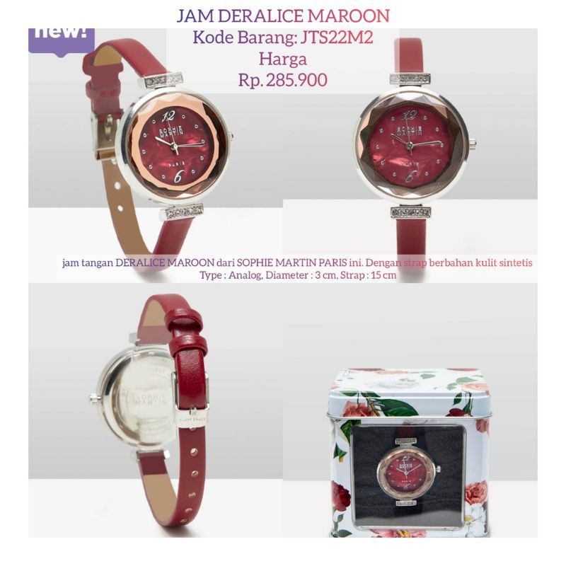 jam tangan deralice maroon sophie paris promo