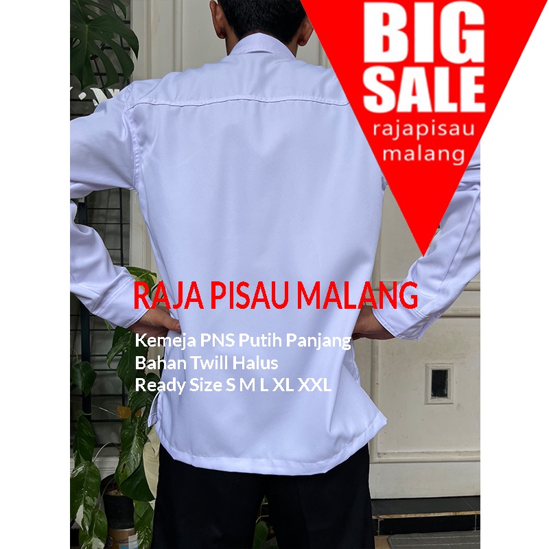 Baju Pdh Putih Pria Kemeja Dinas Putih Pria Lengan Panjang Seragam PNS Putih Pria Baju Putih Pns Pemda Kerah Hitam Terbaru Bahan Twill