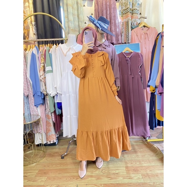 DRESS ZAHWA /BAJU GAMIS WANITA / GAMIS WANITA / GAMIS KEKINIAN / DRESS muslimah / HOME DRESS / DRESS Crinkel/ Gamis Wanita premium/Gamis wanita murah  / Dress Muslim wanita