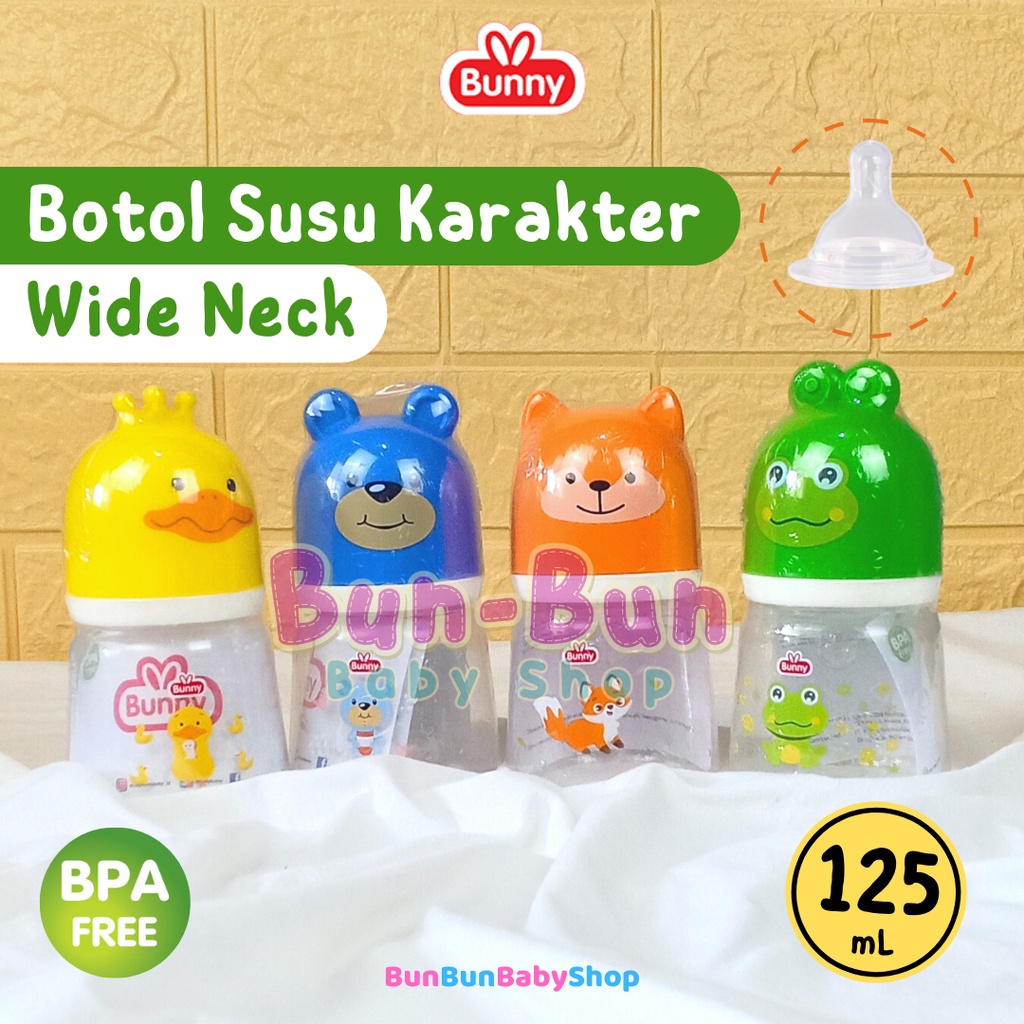 LUSTY BUNNY Botol Susu Bayi 125ml Wide Neck Bottle Milk Baby New Born Nipple Bulat Standart BPA FREE Perlengkapan Baru Lahir Peralatan Makan MPASI Anak Balita Food Grade Bunbunbabyshop
