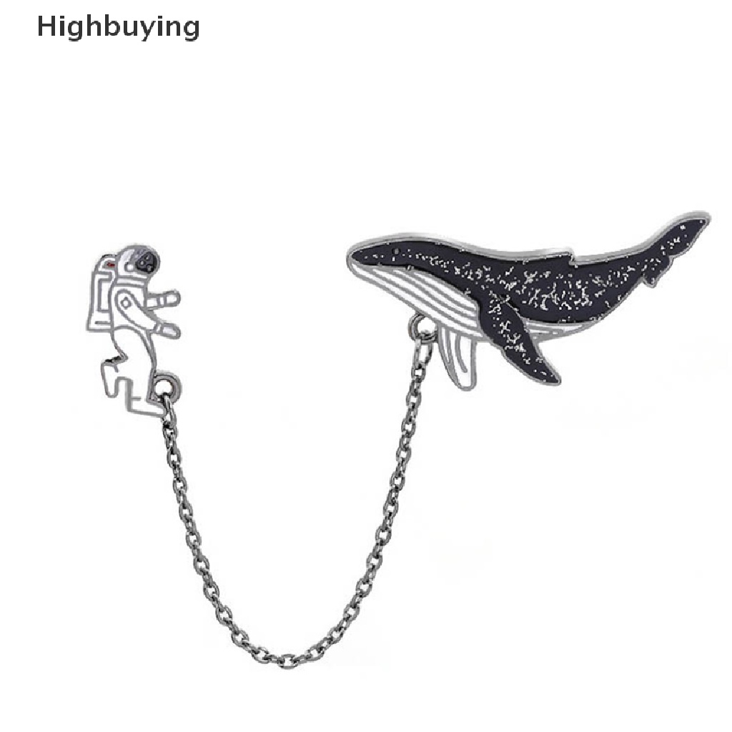 Hbid 1Pc Bros Rantai Astronot Paus Bros Kartun Ikan Laut Luar Angkasa Enamel Brooch Glory