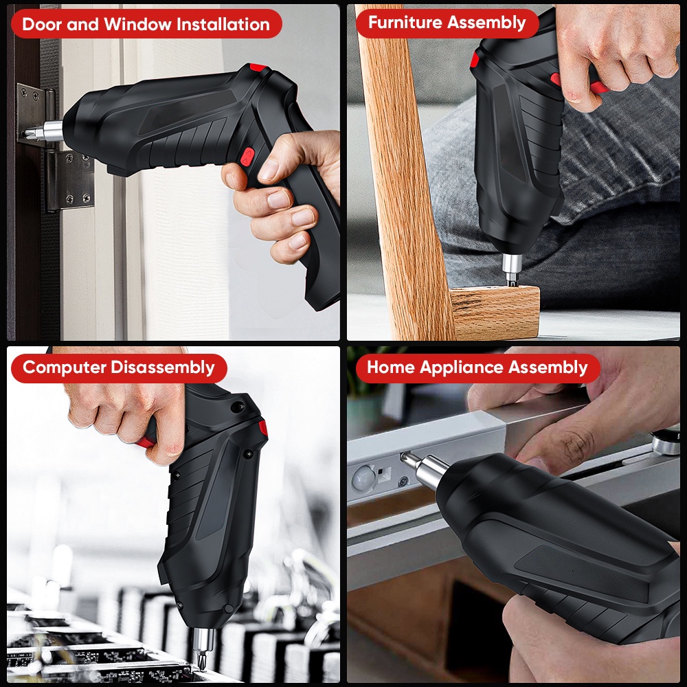 48 Pcs/set Cordless Obeng Listrik 4.2 V Mesin Bor Cordless Obeng Set Aksesoris Alat Baterai Charger Lampu LED