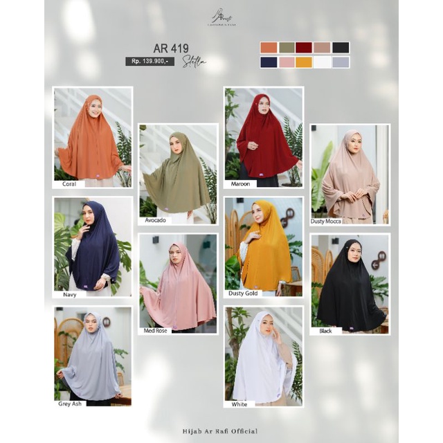 ARRAFI HIJAB KODE AR 419 | Kerudung Jilbab Tanpa Pet Jumbo original Arrafi