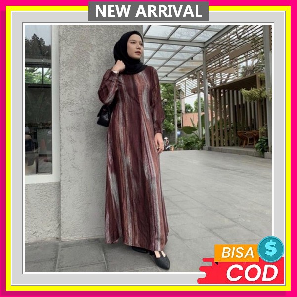 Jual Gamis Wanita Kayla Dress Crickle Airflow / Gamis Remaja Kayla Dress Korean Style Terbaru Kekini