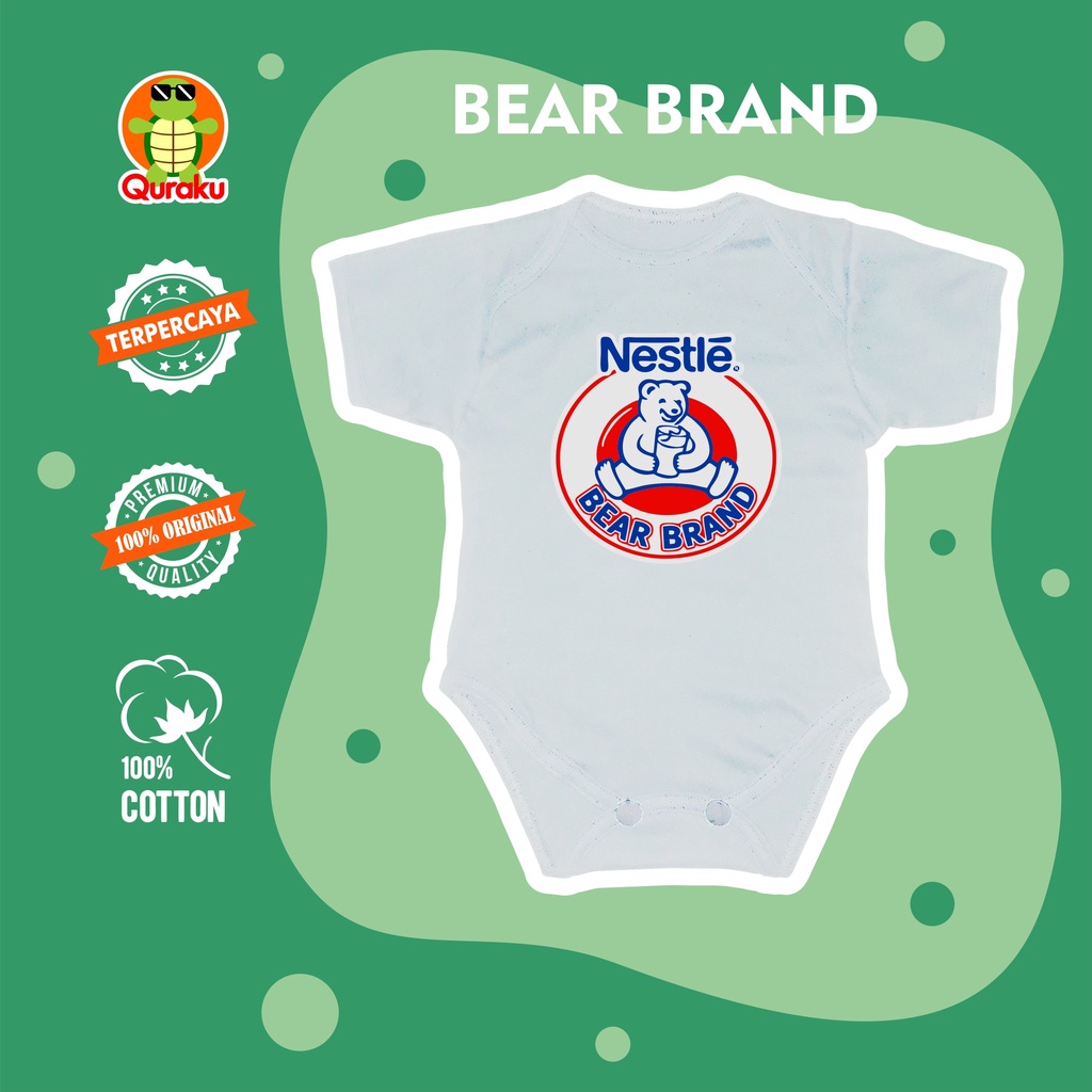 Baju Bayi Bodysuit Jumper Bayi Jumpsuit Motif  Minuman Susu Beruang Bear Brand Lucu Murah untuk Newb