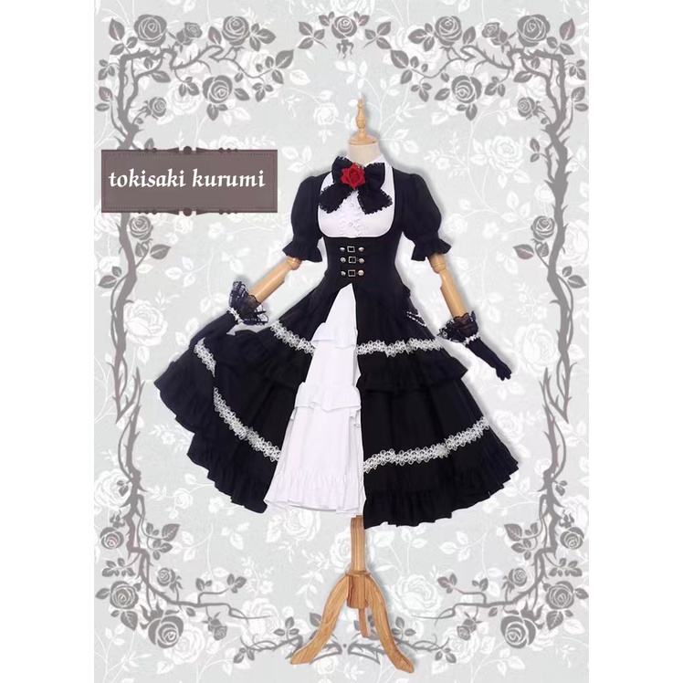 New Anime Date A Live Tokisaki Kurumi Cosplay Costume Five Years Ago Black Dress Carnival Halloween 