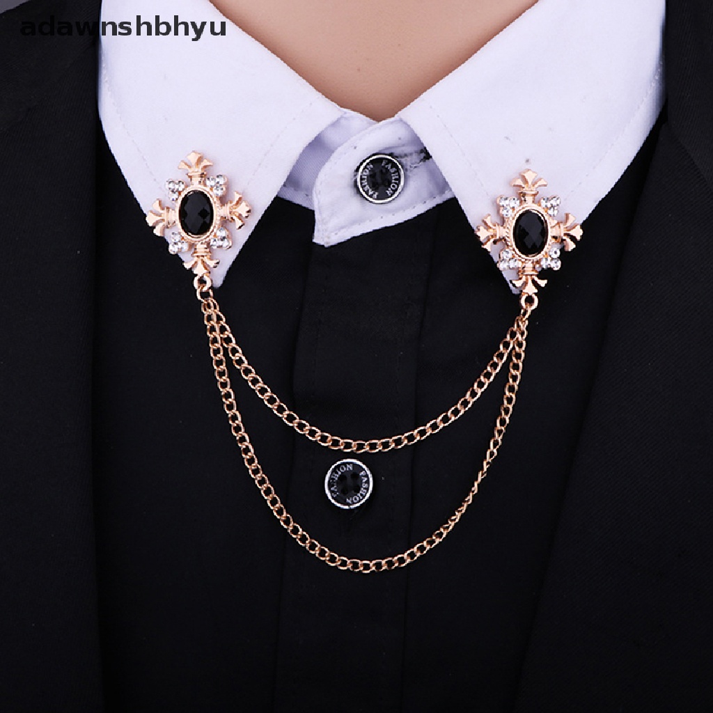 Adawnshbhyu Rumbai Kristal Rantai Silang Bros Baju Kerah Pin Dan Brooch Lapel Pin Gesper ID