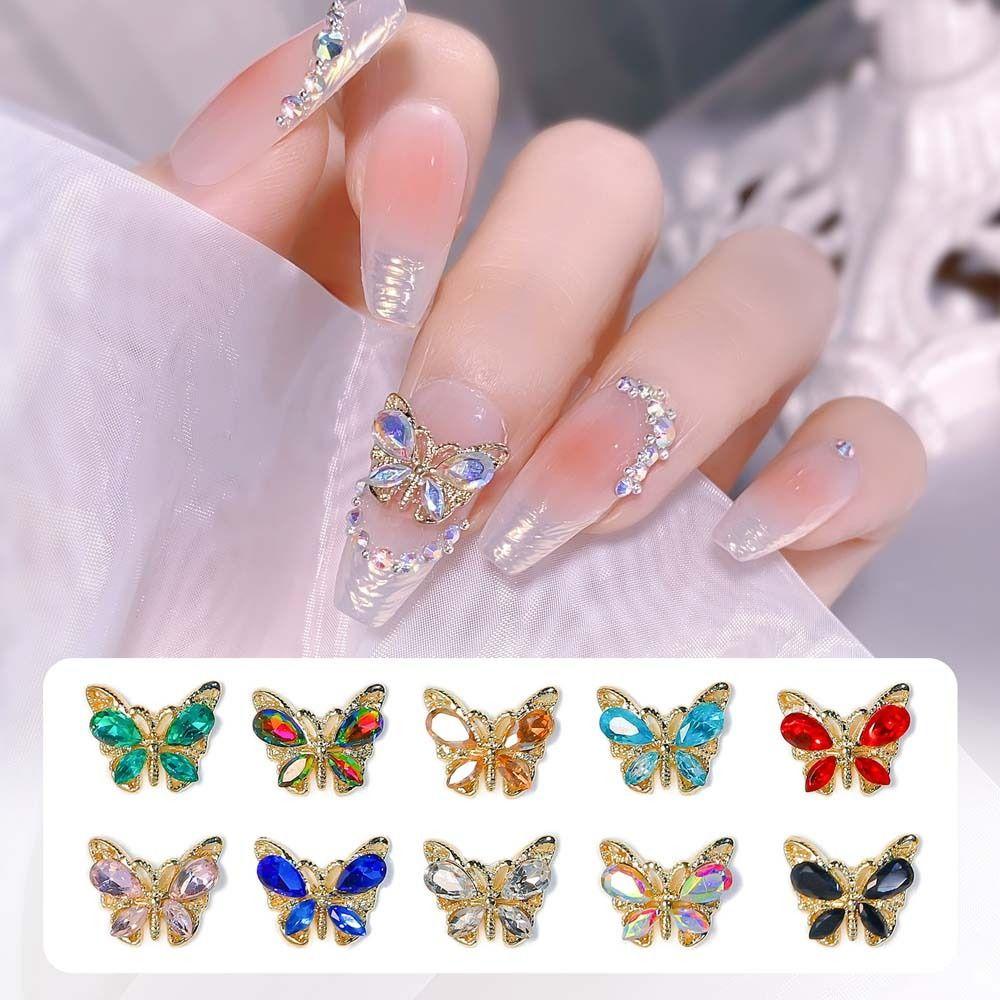 Mxbeauty Hiasan Kuku Kupu-Kupu Fashion Korea Nail Art Nail Art Perhiasan Shiny Manicure Aksesoris