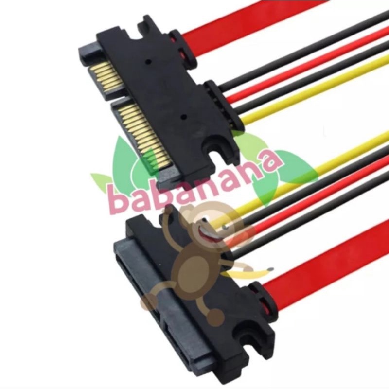 Sata Data Power extension cable combo hdd ssd male female 22 15+7 pin kabel perpanjangan