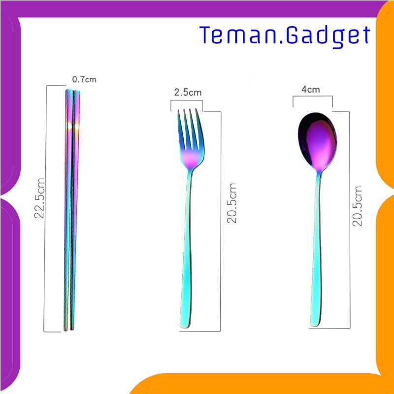 TG - DPR Tofok Cutlery Set Perlengkapan Makan Sendok Garpu Beige Cloth Bag - T1