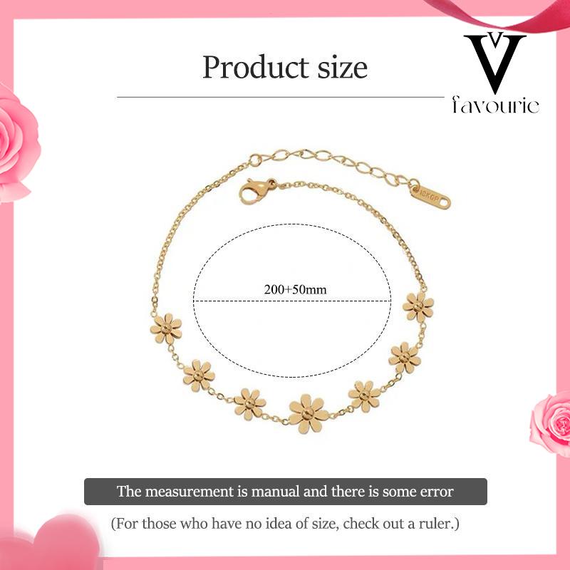 CODGelang Kaki Titanium Anti Karat Daisy Bunga Kamelia Emas 18k Perhiasan Wanita Korea-FA