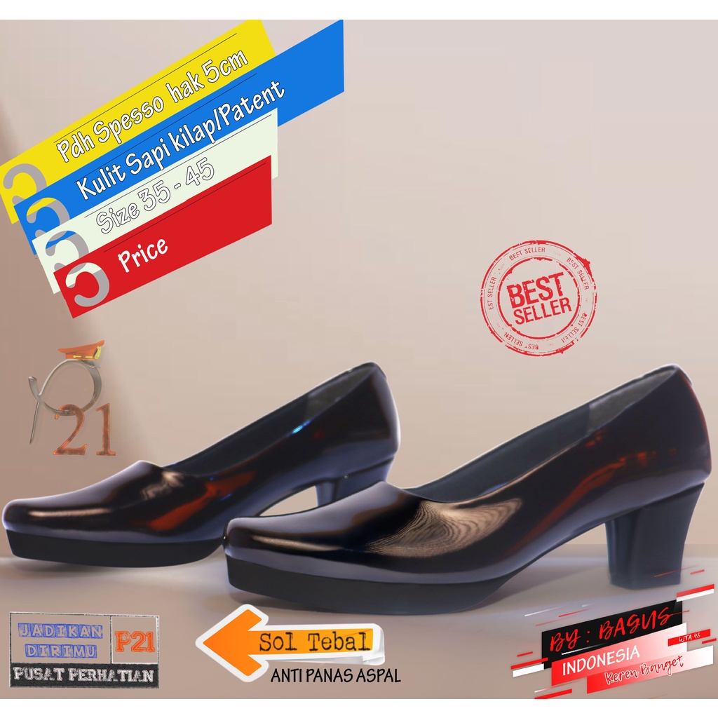 SEPATU P21 PDH POLWAN SPESSO HAK 5CM/SEPATU P21 PDH POLWAN SPESSO HAK 7CM