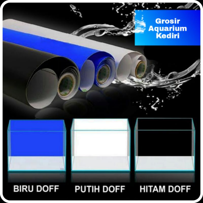 Background Aquarium Putih Hitam Biru Hiasan 1 meter