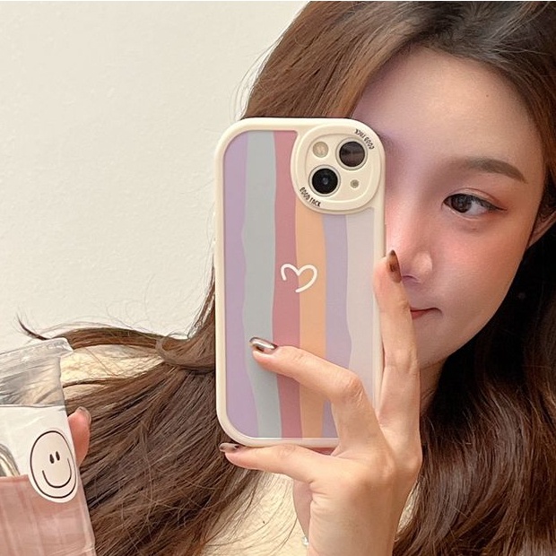 Couples Rainbow Love Soft Case Realme C1 C2 5S 5i 6 7i 8i 8 Pro 9i C11 C20 C12 C15 C17 C21Y C25Y C35 RENO 4F 5 6 7Z Black Silicone Case for Girl women gifts Baolongwish