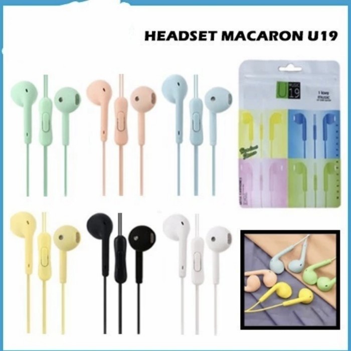 Headset U19 MACARON Handsfree Earphone Hifi Stereo Extra Bass Murah