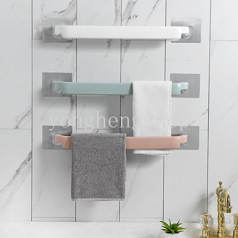 Punch Free Self Adhesive Towel Rack Tempat Handuk Wajah Rak Gantungan Lap Dapur Rak Dinding Rak Penyimpanan Handuk Mandi Aksesoris Kamar Mandi