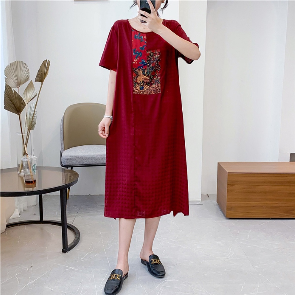 [DEAR] 114 ROSALINE DRESS / terusan musim panas wanita poliester lengan pendek gaun Korean dress lon