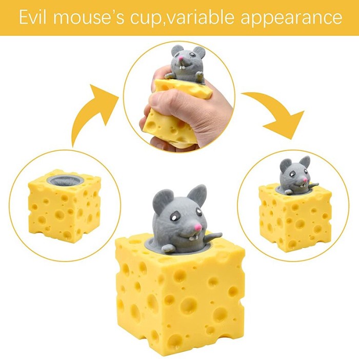 Cheese Mouse POP-UP Squirrel Stress Relief SiliconeSqueeze Mainan Anak upai Tikus Sensory Toys for kids