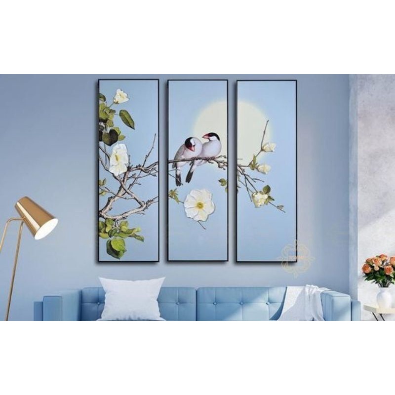 Lukisan Ruang Tamu Panel Bunga Aesthetic home decor dinding (sudah dapat 3pcs)