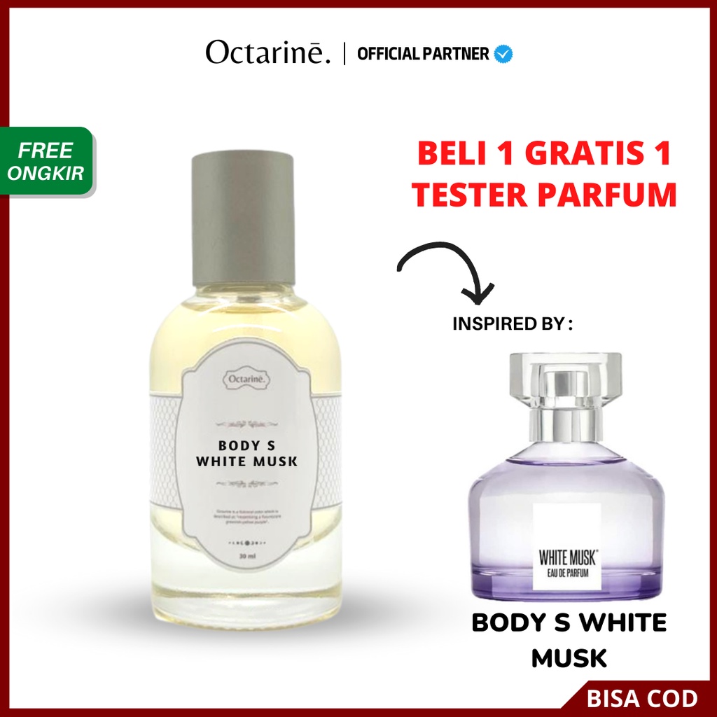 Parfum Wanita Pria Tahan Lama Aroma Fresh Powdery by Octarine - Inspired by BODY S WHITE MUSK | Parfume Farfum Perfume Minyak Wangi Cewek Cowok Murah Original