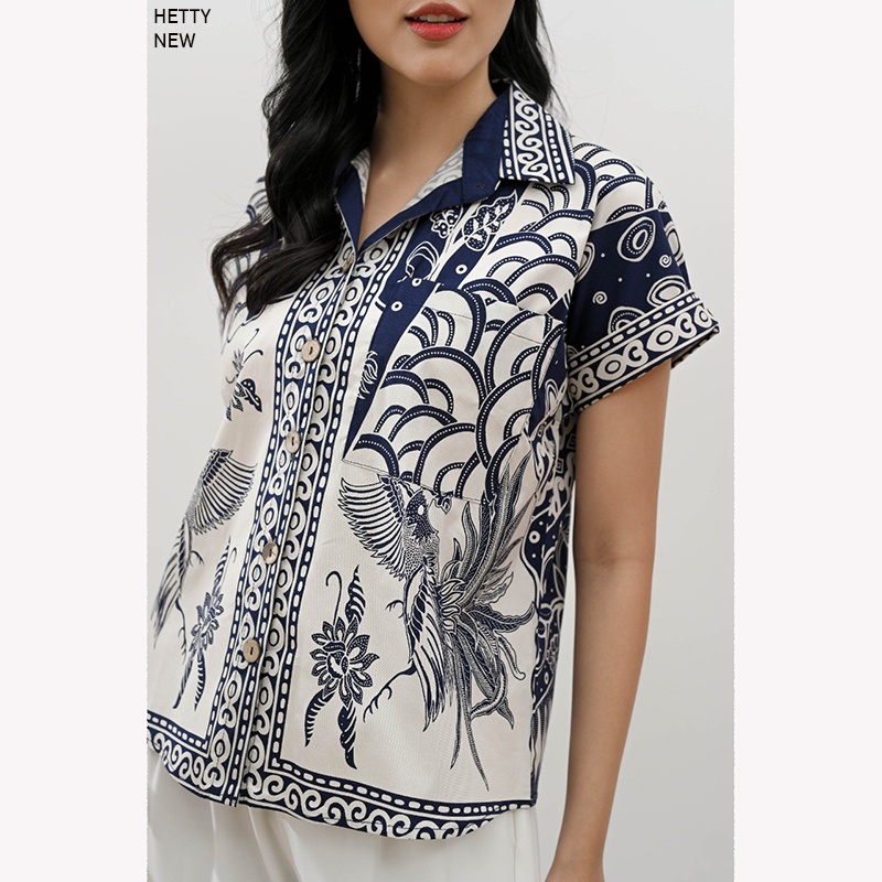 Evercloth ODI / HETTY Blouse Wanita Atasan Wanita Batik Couple Top Jumbo Dress Couple Batik Keluarga Kemeja Perempuan