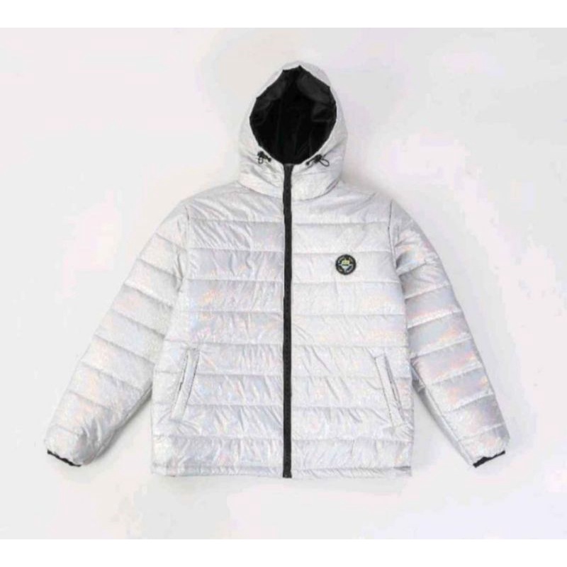 bdgboys puffer hologram white