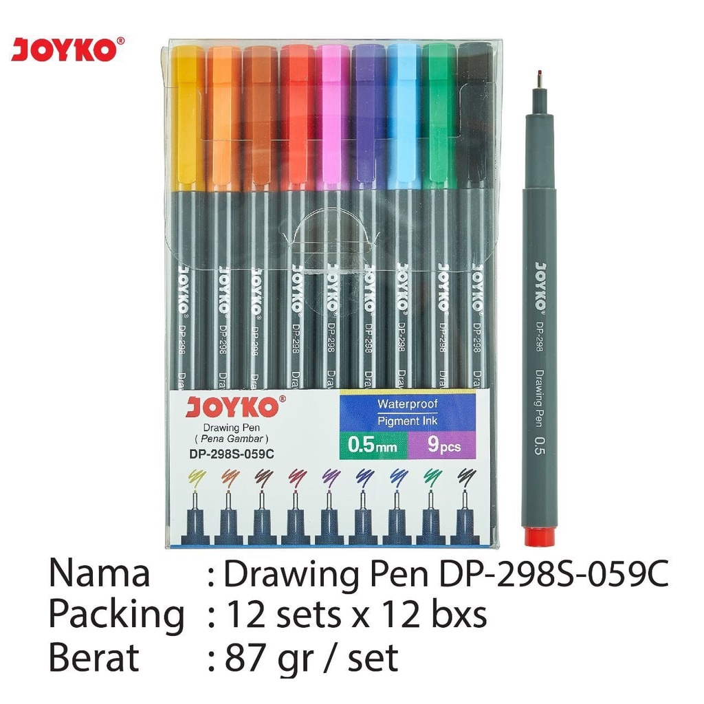 

DRAWING PEN JOYKO 9 WARNA/DRAWIN PEN JOYKO DP298S-059C