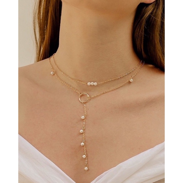 Ark.co - CATANIA layer necklace kalung pearl mutiara fashion wanita tumpuk minimalis