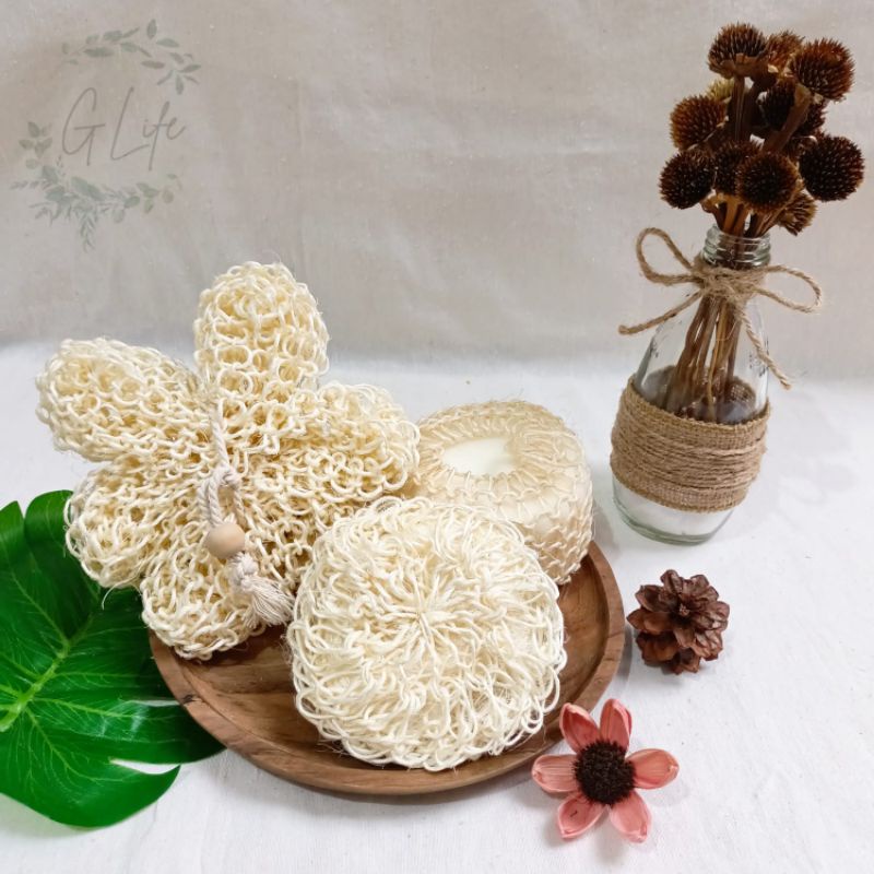 Sisal Sponge Mandi, Sisal Spons Mandi Natural Exfoliating Body Scrubber