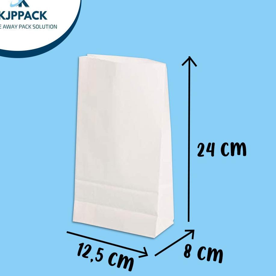 

Baru Terjamin Paper Bag White Anti Minyak 24CM Paper Bag Foodgrade Polos Isi 200pcs