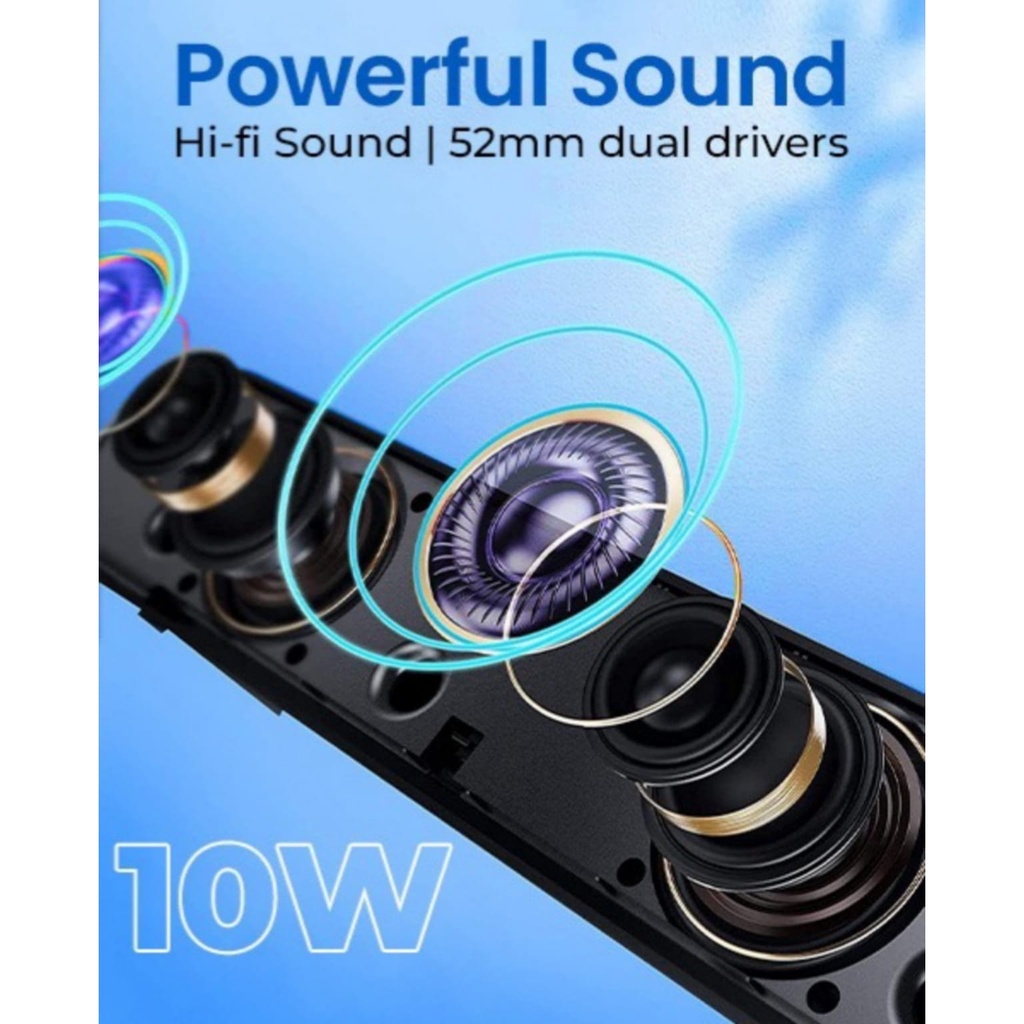 ERRLY E31 Speaker Bluetooth LED SOUNDBAR Portable Wireless Stereo Bass TWS 2 in 1 Enjoy the Music Long Lasting