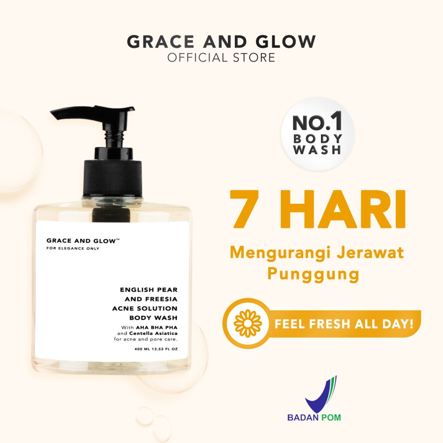 Penghilang Jerawat Punggung Grace and Glow English Pear and Freesia Anti Acne Body Wash 400 ml