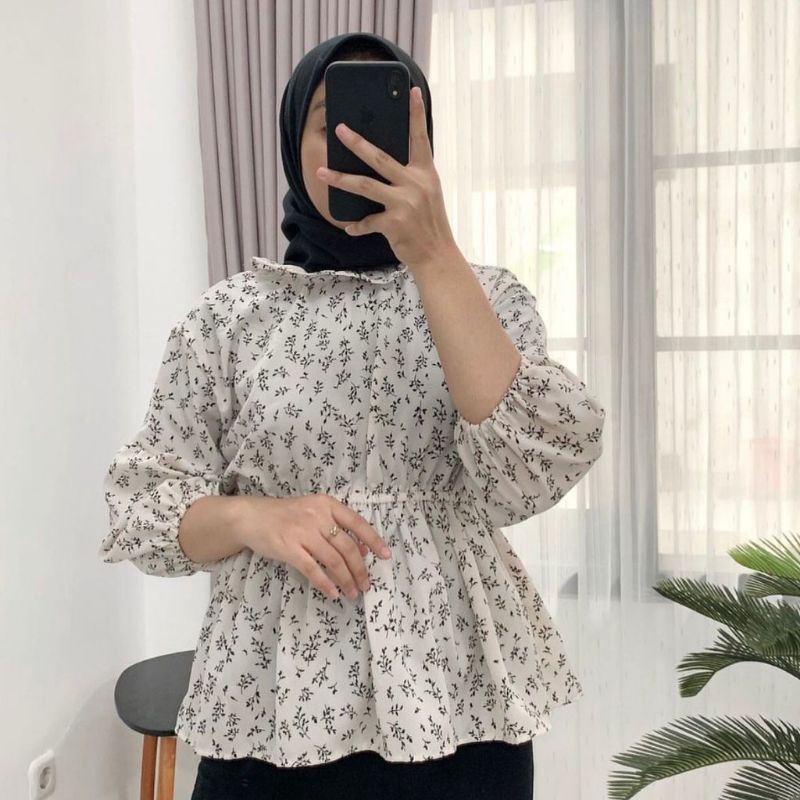 FLOWY BLOUSE VINTAGE KOREAN STYLE - OLLA BLOUSE |BAHAN SHAKILA