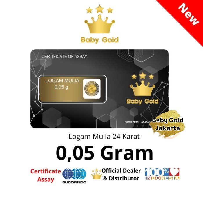 Baby Gold Emas Mini 0,05 gram Logam Mulia 24 Karat 0.05gr BabyGold minigold mini gold LM