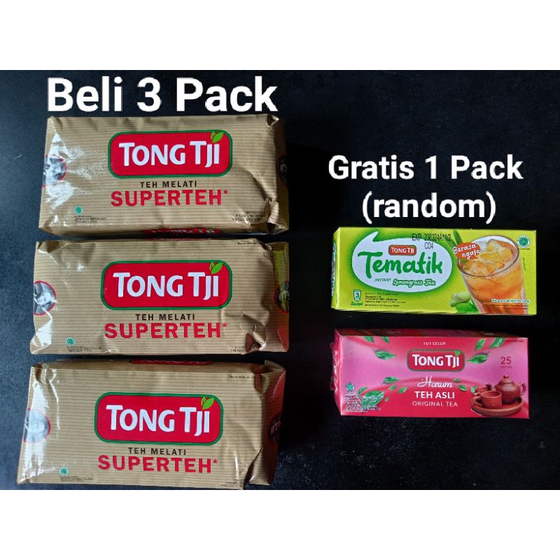 

Teh Tong Tji Teh Melati kemasan 250gr. Jika Beli 3 pack gratis 1pack teh tematik/celup