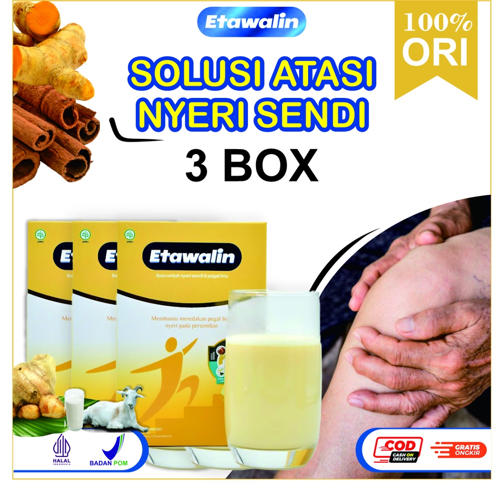 

ETAWALIN 3 BOX SUSU NYERI SENDI DAN TULANG 100% ORIGINAL ASLI HALAL BPOM DISTRIBUTOR RESMI BISA COD