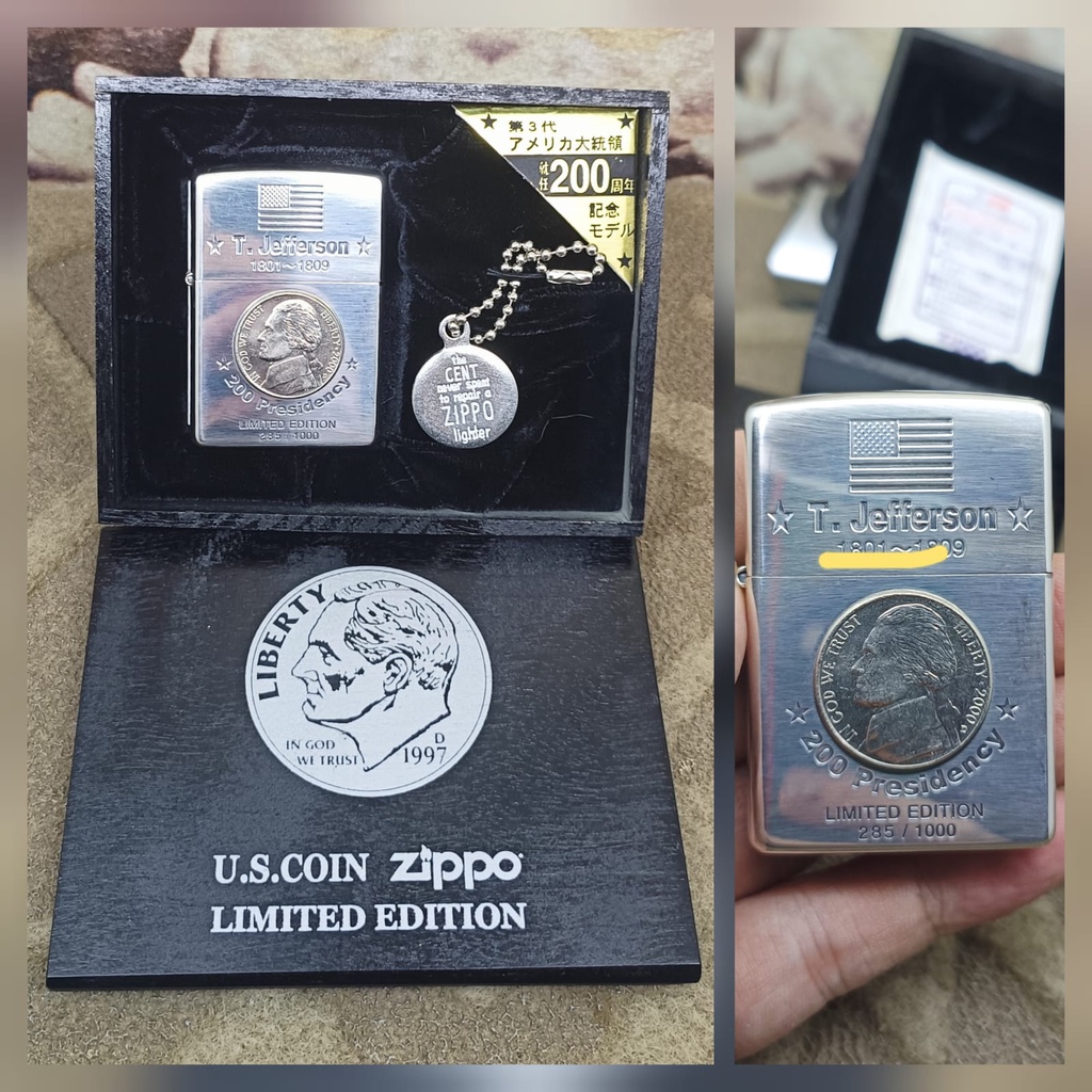 Zippo Japan Original USA Silver Coin Jefferson Limited Edition 1000Pcs