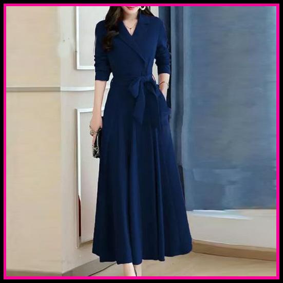 Dress Panjang Wanita Kekinian Dress Polos Panjang Lania