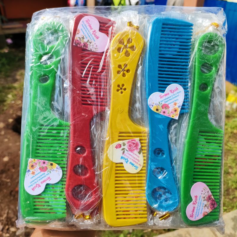 1 PACK 100 PCS souvenir pernikahan sisir tiga lubang kemas plastik Souvenir Pernikahan Unik sovenir 