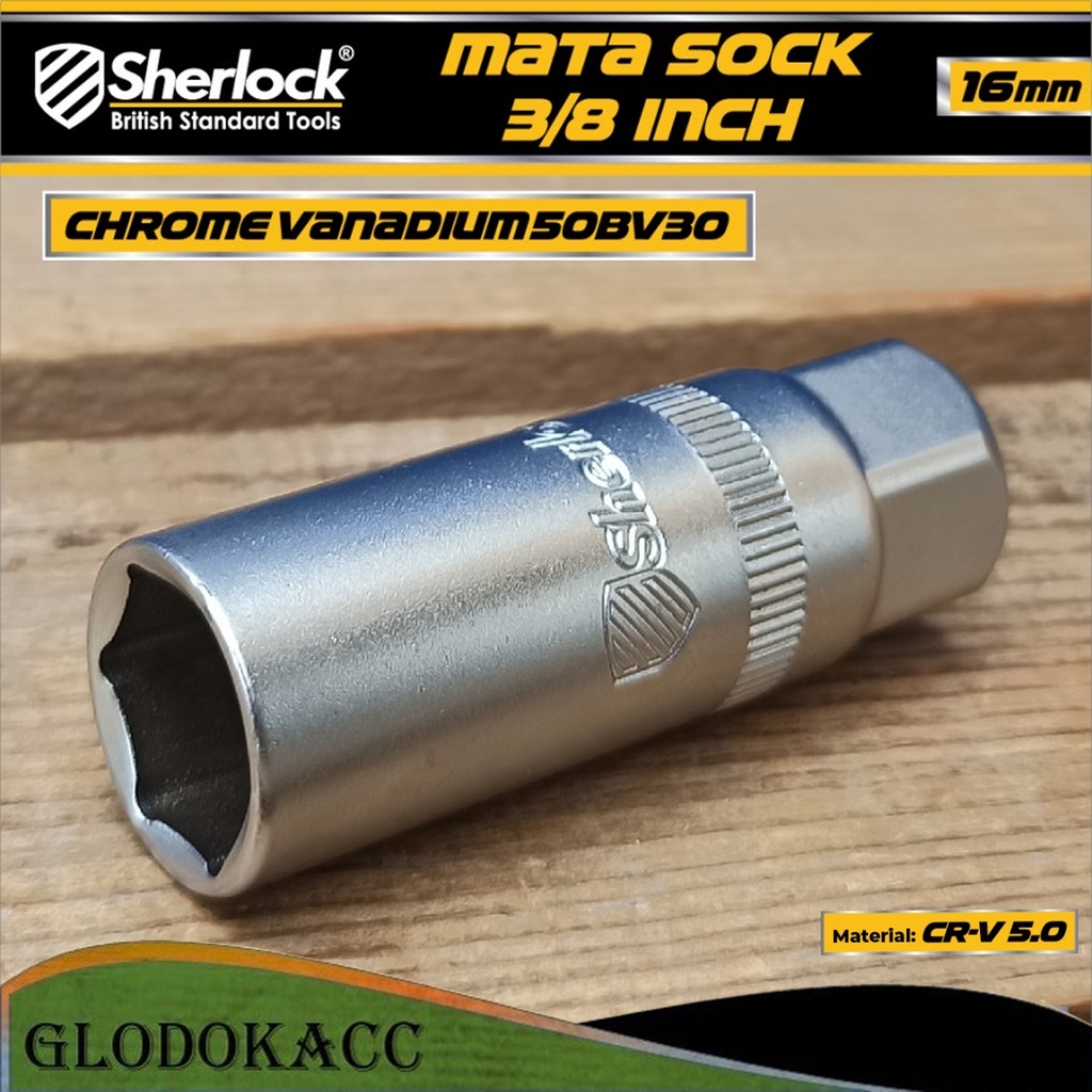 Mata Sock Kunci Busi 3/8 &quot; Drive x 16 mm Sherlock Spark Plug Socket