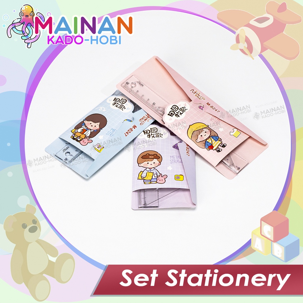 SET STATIONERY KIDS PAKET ALAT TULIS ANAK SEKOLAH PENGGARIS BUSUR