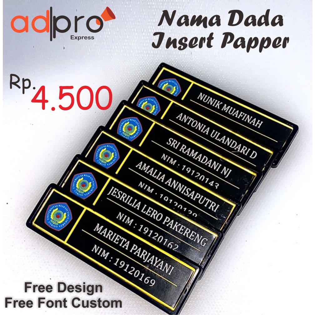Name Tag / nama dada / nama Dada Akrilik / Nama dada resin