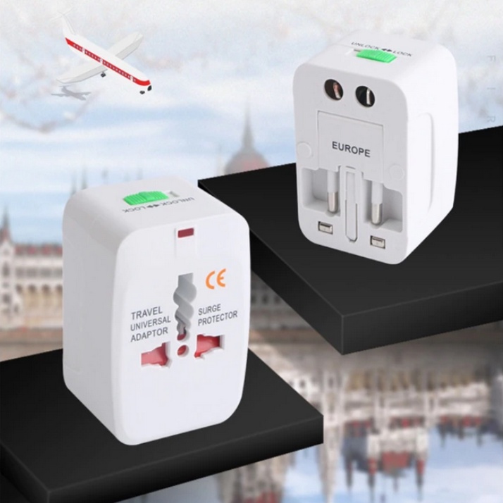 Universal Charger Adaptor Power Internasional Dengan Dual USB Port