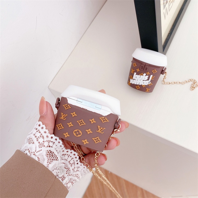 Retro Mewah Wanita Teh Susu Ransel Airpods Case Kompatibel Untuk Airpods1 /2 /3/pro Bluetooth Earphone Nirkabel Lembut Silikon Penutup Pelindung