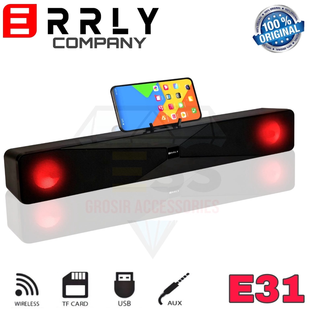 ERRLY E31 Speaker Bluetooth LED SOUNDBAR Portable Wireless Stereo Bass TWS 2 in 1 Enjoy the Music Long Lasting