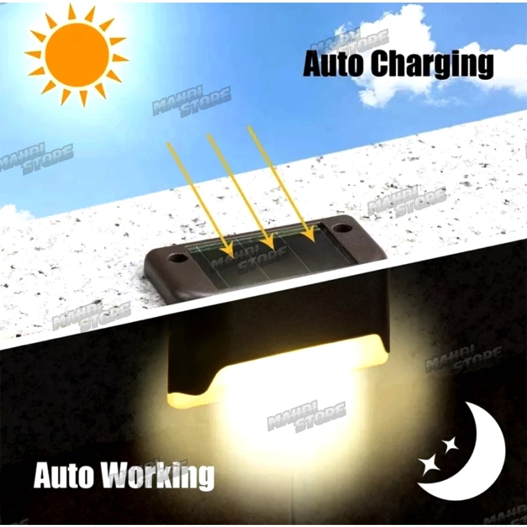 LAMPU HIAS TAMAN TANGGA DINDING TEMBOK PAGAR JALAN PANEL TENAGA SURYA SOLAR CELL WATERPROOF