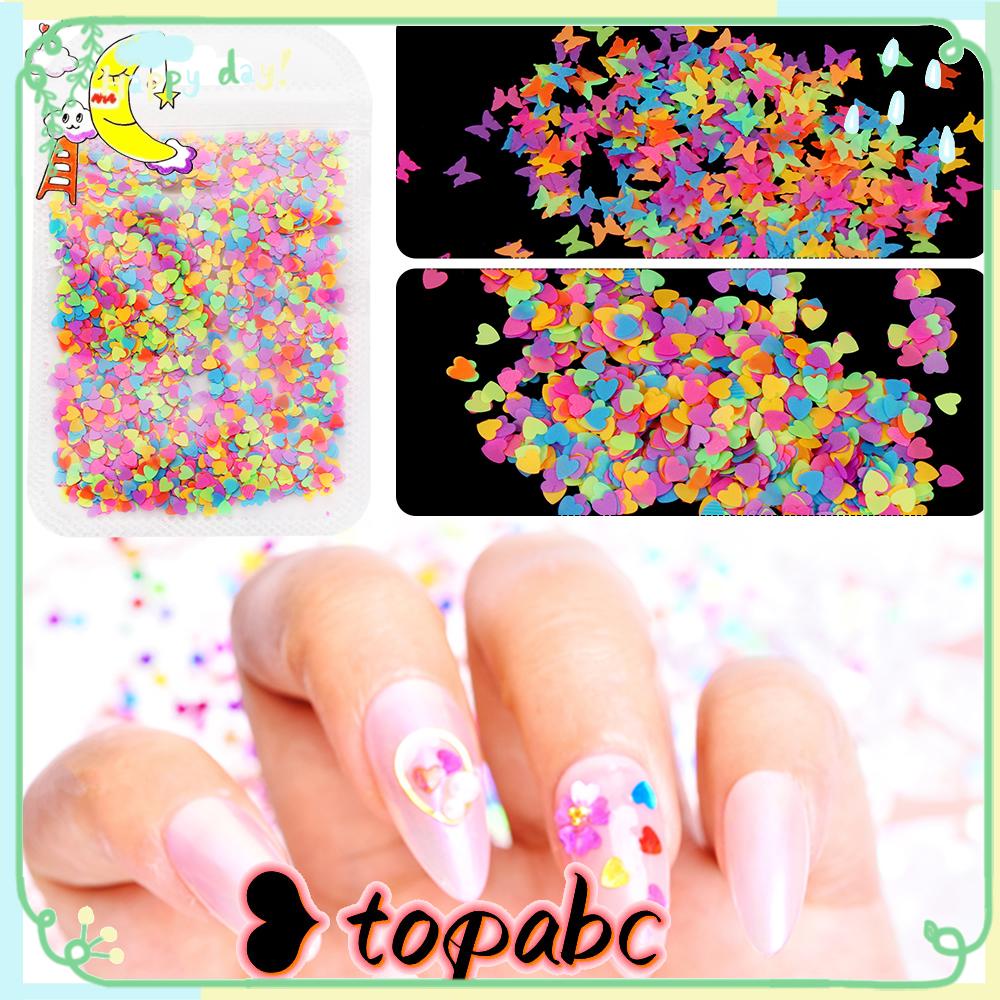 Top Fluorescence Nail Sequin 3D Neon Manicure Alat Nail Art Bentuk Kupu-Kupu