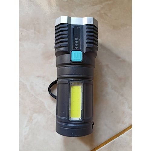 Lampu Senter LED 4 Mata + P900 COB Super Terang / Emergency Flashlight Searchlight USB Rechargeable LS