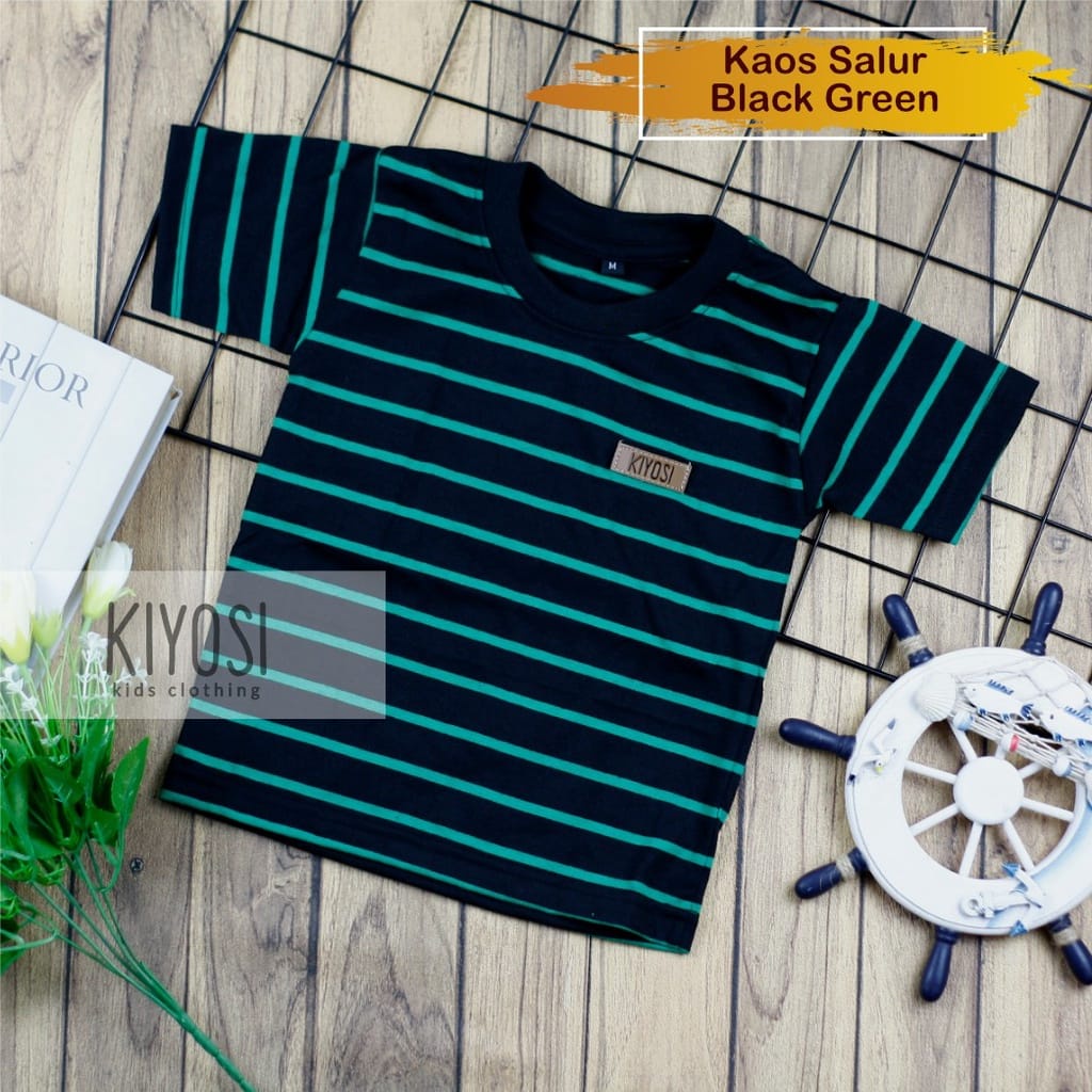 KIYOSI Kaos Baju Stripe Salur Anak CVC 30S Unisex  (2)